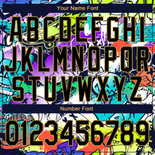 Загрузить изображение в средство просмотра галереи, Custom Graffiti Pattern Black-Old Gold Grunge Urban Street Art 3D Bomber Full-Snap Varsity Letterman Jacket