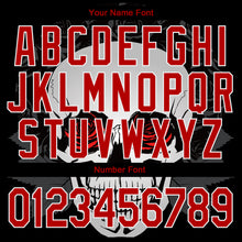 Load image into Gallery viewer, Custom Black Red-White Skull With Roses 3D Bomber Full-Snap Varsity Letterman Jacket