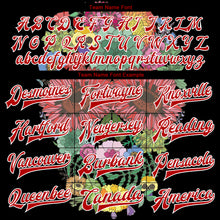 Load image into Gallery viewer, Custom Black Red-White Skull With Flowers 3D Bomber Full-Snap Varsity Letterman Jacket