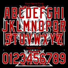 Load image into Gallery viewer, Custom Black Red-White Skull With Cross Logo 3D Bomber Full-Snap Varsity Letterman Jacket