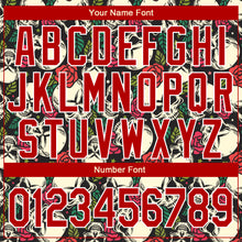 Load image into Gallery viewer, Custom Black Red-White Skull And Rose 3D Bomber Full-Snap Varsity Letterman Jacket