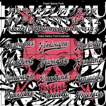 Load image into Gallery viewer, Custom Black White Pink Skull With Heart Shaped Eyes 3D Bomber Full-Snap Varsity Letterman Jacket