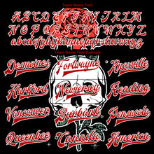 Load image into Gallery viewer, Custom Black Red-White Skull With Flower 3D Bomber Full-Snap Varsity Letterman Jacket