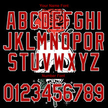 Load image into Gallery viewer, Custom Black Red-White Skull With Flower 3D Bomber Full-Snap Varsity Letterman Jacket