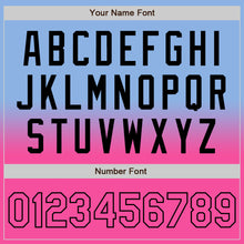 Charger l'image dans la galerie, Custom Light Blue Pink-Black Bomber Full-Snap Varsity Letterman Fade Fashion Jacket