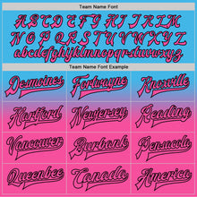 Charger l'image dans la galerie, Custom Sky Blue Pink-Black Bomber Full-Snap Varsity Letterman Fade Fashion Jacket