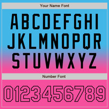 Charger l'image dans la galerie, Custom Sky Blue Pink-Black Bomber Full-Snap Varsity Letterman Fade Fashion Jacket