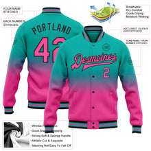 Charger l'image dans la galerie, Custom Aqua Pink-Black Bomber Full-Snap Varsity Letterman Fade Fashion Jacket
