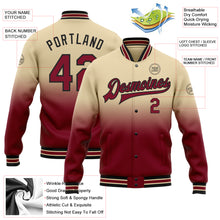 Charger l'image dans la galerie, Custom City Cream Crimson-Black Bomber Full-Snap Varsity Letterman Fade Fashion Jacket