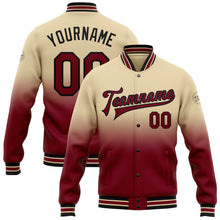 Charger l'image dans la galerie, Custom City Cream Crimson-Black Bomber Full-Snap Varsity Letterman Fade Fashion Jacket