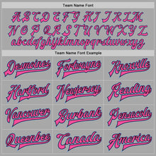 Charger l'image dans la galerie, Custom Gray Pink Black-Light Blue Bomber Full-Snap Varsity Letterman Two Tone Jacket