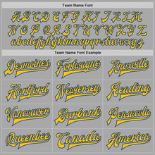 Загрузить изображение в средство просмотра галереи, Custom Gray Royal-Yellow Bomber Full-Snap Varsity Letterman Two Tone Jacket