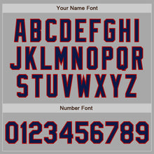 Load image into Gallery viewer, Custom Gray Navy-Red Bomber Full-Snap Varsity Letterman Two Tone Jacket