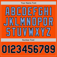 Load image into Gallery viewer, Custom Orange Black-Light Blue Bomber Full-Snap Varsity Letterman Two Tone Jacket