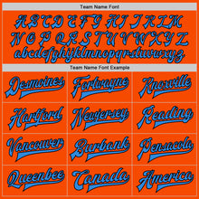 Load image into Gallery viewer, Custom Orange Black-Powder Blue Bomber Full-Snap Varsity Letterman Two Tone Jacket
