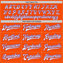 Laden Sie das Bild in den Galerie-Viewer, Custom Orange White-Purple Bomber Full-Snap Varsity Letterman Two Tone Jacket