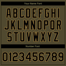 Загрузить изображение в средство просмотра галереи, Custom Olive Black-Old Gold Camo Sleeves 3D Pattern Design Bomber Full-Snap Varsity Letterman Salute To Service Jacket