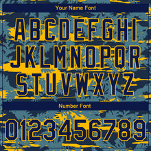 Загрузить изображение в средство просмотра галереи, Custom Navy Gold Thuja Branch 3D Pattern Design Bomber Full-Snap Varsity Letterman Jacket