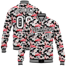 Load image into Gallery viewer, Custom Camo White-Black Flamingo 3D Pattern Design Bomber Full-Snap Varsity Letterman Salute To Service Jacket