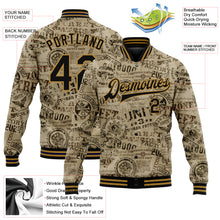 Загрузить изображение в средство просмотра галереи, Custom Olive Black-Old Gold Military Badge 3D Pattern Design Bomber Full-Snap Varsity Letterman Salute To Service Jacket