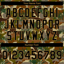 Загрузить изображение в средство просмотра галереи, Custom Camo Black-Old Gold Graffiti Drips 3D Pattern Design Bomber Full-Snap Varsity Letterman Salute To Service Jacket