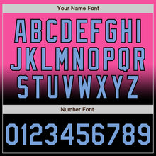 Charger l'image dans la galerie, Custom Pink Light Blue-Black Bomber Full-Snap Varsity Letterman Fade Fashion Jacket