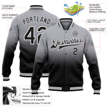 Charger l'image dans la galerie, Custom Gray Black-White Bomber Full-Snap Varsity Letterman Fade Fashion Jacket
