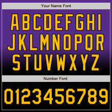 Charger l'image dans la galerie, Custom Purple Gold-Black Bomber Full-Snap Varsity Letterman Fade Fashion Jacket