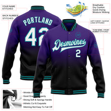 Charger l'image dans la galerie, Custom Purple White Black-Teal Bomber Full-Snap Varsity Letterman Fade Fashion Jacket