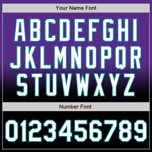 Charger l'image dans la galerie, Custom Purple White Black-Teal Bomber Full-Snap Varsity Letterman Fade Fashion Jacket