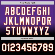 Charger l'image dans la galerie, Custom Purple White Black-Orange Bomber Full-Snap Varsity Letterman Fade Fashion Jacket