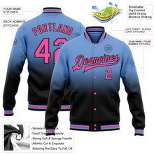 Charger l'image dans la galerie, Custom Light Blue Pink-Black Bomber Full-Snap Varsity Letterman Fade Fashion Jacket