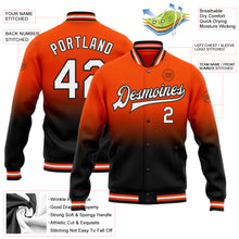 Charger l'image dans la galerie, Custom Orange White-Black Bomber Full-Snap Varsity Letterman Fade Fashion Jacket