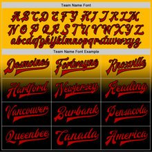 Charger l'image dans la galerie, Custom Gold Red-Black Bomber Full-Snap Varsity Letterman Fade Fashion Jacket