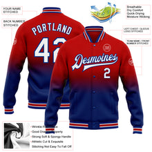 Load image into Gallery viewer, Custom Red White-Royal Bomber Full-Snap Varsity Letterman Fade Fashion Jacket
