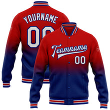 Load image into Gallery viewer, Custom Red White-Royal Bomber Full-Snap Varsity Letterman Fade Fashion Jacket
