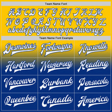 Charger l'image dans la galerie, Custom Yellow White-Royal Bomber Full-Snap Varsity Letterman Fade Fashion Jacket