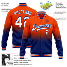 Charger l'image dans la galerie, Custom Orange White-Royal Bomber Full-Snap Varsity Letterman Fade Fashion Jacket