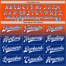 Charger l'image dans la galerie, Custom Orange White-Royal Bomber Full-Snap Varsity Letterman Fade Fashion Jacket