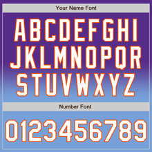 Charger l'image dans la galerie, Custom Purple White Light Blue-Orange Bomber Full-Snap Varsity Letterman Fade Fashion Jacket