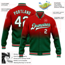 Charger l'image dans la galerie, Custom Red White-Kelly Green Bomber Full-Snap Varsity Letterman Fade Fashion Jacket