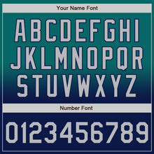 Charger l'image dans la galerie, Custom Teal Gray-Navy Bomber Full-Snap Varsity Letterman Fade Fashion Jacket