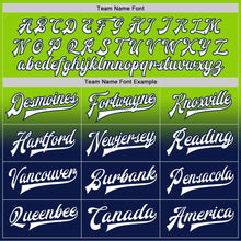 Charger l'image dans la galerie, Custom Neon Green White-Navy Bomber Full-Snap Varsity Letterman Fade Fashion Jacket