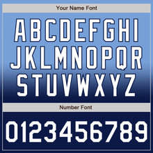 Charger l'image dans la galerie, Custom Light Blue White-Navy Bomber Full-Snap Varsity Letterman Fade Fashion Jacket