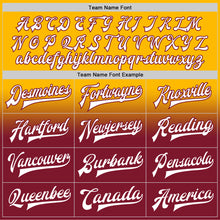 Charger l'image dans la galerie, Custom Gold White-Crimson Bomber Full-Snap Varsity Letterman Fade Fashion Jacket