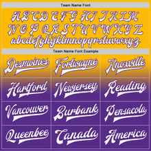 Charger l'image dans la galerie, Custom Gold White-Purple Bomber Full-Snap Varsity Letterman Fade Fashion Jacket