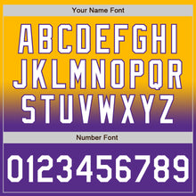 Charger l'image dans la galerie, Custom Gold White-Purple Bomber Full-Snap Varsity Letterman Fade Fashion Jacket