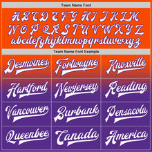 Charger l'image dans la galerie, Custom Orange White-Purple Bomber Full-Snap Varsity Letterman Fade Fashion Jacket