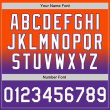 Charger l'image dans la galerie, Custom Orange White-Purple Bomber Full-Snap Varsity Letterman Fade Fashion Jacket