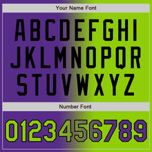 Загрузить изображение в средство просмотра галереи, Custom Purple Neon Green-Black Bomber Full-Snap Varsity Letterman Gradient Fashion Jacket